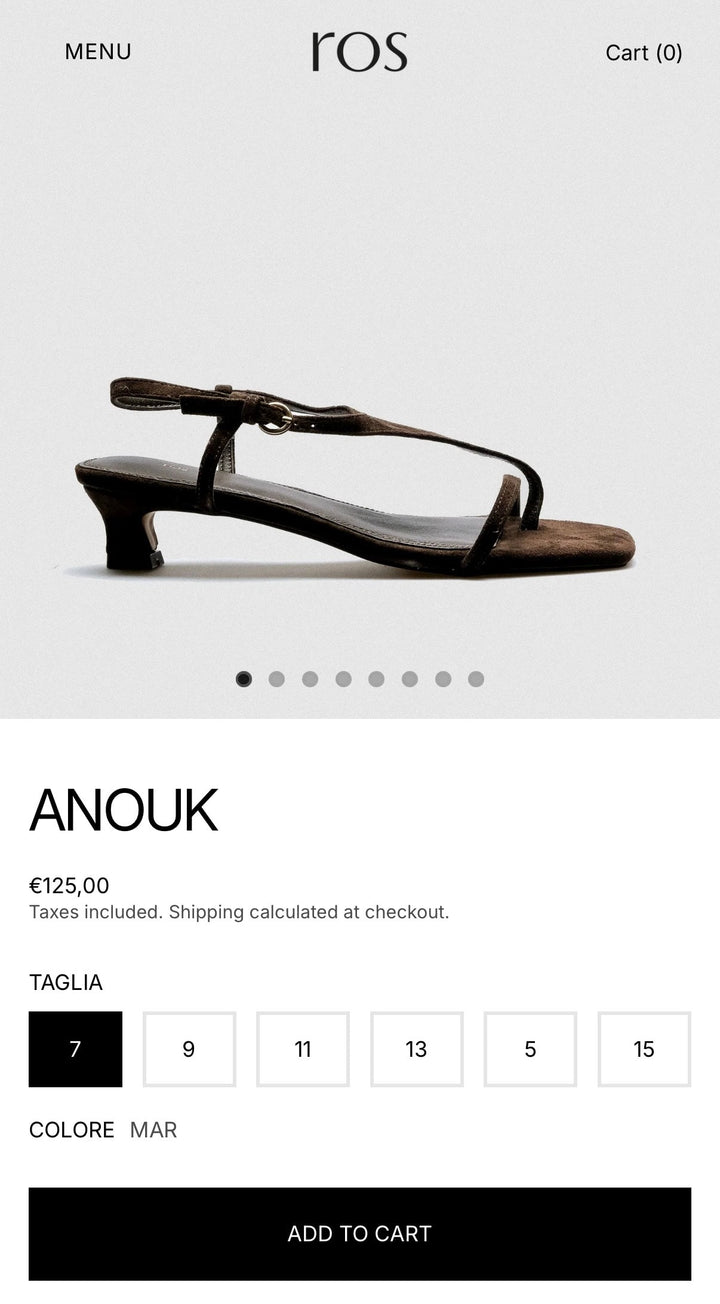 Homepage mobile di ROS Studio dopo il rebranding Shopify